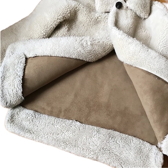 Mango Faux Shearling Fur Inside Suede Style Lined Teddy Coat Ecru Cream Medium - Picture 9 of 14